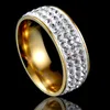 Mode 10 pcs/lot bague en acier inoxydable bijoux femmes et hommes paire de mariage cristal strass zircon accessoires beau cadeau taille 6-12