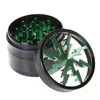 63mm Aluminium Alloy Grinders Tobacco Herb Grinder 4 Layers Lighting Grinder 5 Colors With Clear Top Window Lighted Smoking Accessories