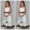 Biały z Camo Flower Girls Sukienki dla kraju Wedding Cap Sleeve Jewel Little Girls Party Dress na specjalne okazje sukienka suknia komunię