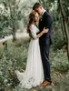 A Sexy Backless line Dresses Long Sleeves V Neck Lace Tulle Custom Made Country Wedding Gown Vestido De Novia estido