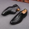 Fashion de haute qualité pour hommes pointés à lacets Alligator Robe de mariée Oxford Oxford conduisant Homecoming Business Chaussures