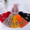 Fashion-8 färger pom pom vinter varma hattar knit beanie jul Santa Claus horn cap ljjo7214-3