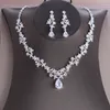 Wedding Bridal Earrings Necklace 2019 Bridal Jewelry Sets Shining Rhinestones Mori Girl Prom Formal Party Qunice Wear Jewelry Set 45cm