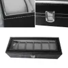 New Black Leather Leather Watches Box Case Jewelry Display Boxes Storage Holder For House 6 Slots Wotch Lover Men Business Gifts