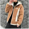 Модная мужская дизайнерская куртка мода буква подросток ягнят шерсть зимняя куртка с длинным рукавом плюс размер мужские пальто