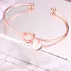 26 Buchstaben Rose Gold Silber Gold Farbe Knoten Herz Armband Armreif Mädchen Modeschmuck Zinklegierung Runde Anhänger Kettenglied Armbänder