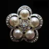 Sparkly Silver Tone Rensa Rhinestone Crystal Cream Pearl Flower Wedding Bouquet Brosch