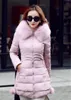 Piumino lungo invernale con cappuccio ispessente da donna da donna slim fit colletto in pelo pesante cappotto imbottito in cotone xxxl