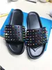 Fûts de fond rouge Tongs Pointures Sandales Sandales Noir Véritable Cuir Pantoufles Chaussures Plage Sliders Sandales 9 Couleurs Taille US 5-11