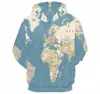 Moda estilo ocidental Mapa Impressão Digital Casual Sports Hoodie Homens Jovens Mulheres Designer Hoodies Moda Hipster Hoodies