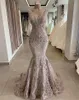 2020 Последние кружева бисером Русалка Пром платья Глубокий V шеи Appliqued Backless Pageant Пром платья Формальные партии Wear