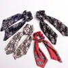 Floral Print Scrunchie Kvinnor Hår Scarf Elastisk Bohemian Hårband Bow Hair Gummi Toppar Tjejer Ties Tillbehör