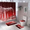 Natale Bagno Decorazioni di Natale Shower Curtain Foor Mat Toilet Seat Cushion Set Santa Snowman Merry Christmas Decor Per la casa