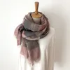 卸売 - 新しいサークル糸厚い冬のショールヒットカラーフリンジ格子縞のスカーフ女性