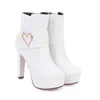 Hot Sale- bridal wedding shoes beige pink white ankle boots thick heel platform designer boots