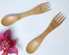 100% naturlig bambu sked gaffel allt i en bärbar resa bestick set grossist bambu dinerware qw9790