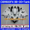 Bodys + Tank Pour HONDA CBR 600 F4 FS CBR 600F4 CBR600F4 99 00 287HM.32 Stock blanc CBR600FS CBR600 F 4 CBR600 F4 1999 2000 Kit de carénage