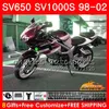 Corpo para SUZUKI SV650S SV400S SV1000S 98 99 00 01 02 26HC.11 SV 650S 400S 1000 S SV650 SV400 S 1998 1999 2000 2001 2002 vinho vermelho quente Carenagem