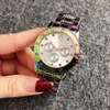 Montre-bracelet de marque de mode femmes filles bande de métal en acier de style cristal coloré montres à Quartz P64236I