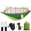 Single Double Camping -Hängematte mit Moskitobug -Netto -Leichtgewicht tragbarer Fallschirm Nylonbaumgurte und Carabiner zum Wandern t6932060
