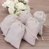 Wholesale-linho sacos de presente 9x12cm (3,5 "x4.75") Titulares de favor de festa de casamento Christams Natural musselina malotas de algodão
