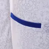 Biały Royal Blue Rim Stage Odzież Dla Mężczyzn Kombinezon Zestaw Mężczyzna Garnitury Ślubne Kostium Groom Tuxedo Formalne (Kurtka + Spodnie + Kamizelka + Krawat)