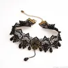 Lace Gothic Tattoo Choker Necklaces Halloween Women Vintage Crystal Statement Necklace Punk Collar Dress Chokers Party Jewelry Gift