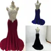 Lyxiga Beaded Crystals Prom Aftonklänningar inkluderar Halsband Scoop Sexy U Open Back Mermaid Pagant Party Dress Formal Gowns Girls 2020