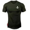 2019 New Mens T-shirt Gyms Fitness T-shirt Crossfit Bodybuilding Slim Shirts Printed O-neck Short Sleeves Cotton Tee Tops