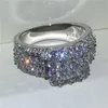 Vecalon Vintage Court Ring 925 sterling Silver Square Diamonds cz Promise Förlovningsringar Bröllopsringar för kvinnor Bröllopssmycken