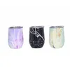 12oz Marbling Egg Cup met Deksel Marmeren Wijn Glas Rvs Isolatie Bier Tumbler Vacuüm Koffiemok Travel Water Fles Ljja3846