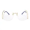 Großhandel - Große randlose Farbverlaufs-Klassiker-Sonnenbrille für Frauen, Luxus-Metallrahmen, Vintage-Stil, einzigartige übergroße Sonnenbrille, UV400-Oculos