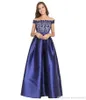 Real Picture Satin African Prom Dresses Cap Sleeve Lace Satin Zipper A Line Long Women Formal Evening Dresses Special Occasion Dresses