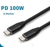 100w pd type c câble 4k 60hz usbc emarker usb3 1 gen 2 10gbps cordon de charge rapide pour macbook qc 4 0