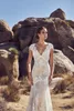 Mermaid Calla Blanche Wedding Dresses Cap Sleeve V Neck Full Lace Garden Bridal Gown Country Style Bohemian Vestido De Novia estido