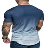 T-shirts Mens T-shirts Gradient Kortärmad T-tröja Mode Tvättad Rund Neck Tee Retro Loose High Street Casual
