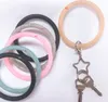 Bangle Key Ring Silicone Wristlet Keychain Bracelet Key Ring Round Key Holder Sports Girls Gift Fashion Jewelry 5 Colors 30pcs DW4178