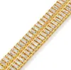 Mäns Iced Out Chain Rectangle Crystal Rhinestone Gold Tennis Chains 7Inch-24 tum Hip Hop Chain Halsbandsmycken301A