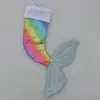 3styles sirène paillettes chaussettes de noël queue de poisson jour de noël pendentif décoratif ornement chaussettes queue de poisson sac cadeau porte-bonbons60x45cm