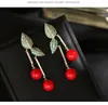 Fashion-Leaf Czerwony Cherry Kolczyki Dla Kobiet Luksusowe 925 Srebrna Biżuteria Marka Projektant Owoc Wisiorek Kolczyk