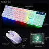 LED Rainbow Backlight USB Ergonomic Wired Gaming Keyboard 2400DPI Mouse Mouse Pad Set Kit för PC Laptop Computer Gamer New234o