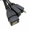 400pcslot 21cm Black 2 In 1 OTG Micro USB Host Power Y Splitter USB Adapter to Micro 5 Pin Male Female Short Cable DHL Shipm2666309