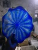 Lampe soufflée à la main, plaque d'art moderne, couleur bleu sarcelle, verre de Murano abstrait, plaques suspendues, lampes personnalisées, taille 213d