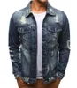 Jeńcowe kurtki Mężczyźni Slim Fit Bomber Kurtka Men039s Raped Jean Jacket Hip Hop Streetwear Black Blue Coats241q2849081