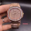 2023Men's Iced Diamond Watch Rose Gold Stainless Steel Case Watch Full Diamond Strap Watches Automatic Mechanical Watch