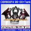 Body + tank voor HONDA CBR600 F4 CBR 600 F4 FS CBR600 F 4 287HM.0 CBR600F4 99 00 CBR600FS CBR 600F4 1999 2000 FUNDINGS KIT GLOSSY SILLY ROOD