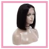 Malaysian Virgin Hair Lace Front Bob Wig Remy Human Hair Straight Middle Part Bob Wigs Natural Color Oneprettygirl