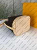 M40817 NOe BB bucket bag women canvas genuine calfskin flower check print handbag purse shoulder strap bag cross-body