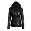 2018 Gothic faux leather Jacket Women hoodies Winter Autumn Motorcycle Jacket Black Outerwear faux leather PU Coat HOT