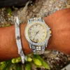 Topgrillz Iced Out Baguette Montre Quartz Or Hip Hop Montres-Bracelets Avec Micro Pave Cz Bracelet En Acier Inoxydable Horloge Heures Y19051503